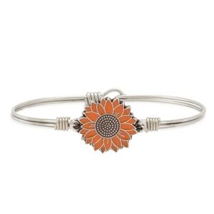 LUCA+DANNI ORANGE SUNFLOWER SILVER PETITE BANGLE BRACELET